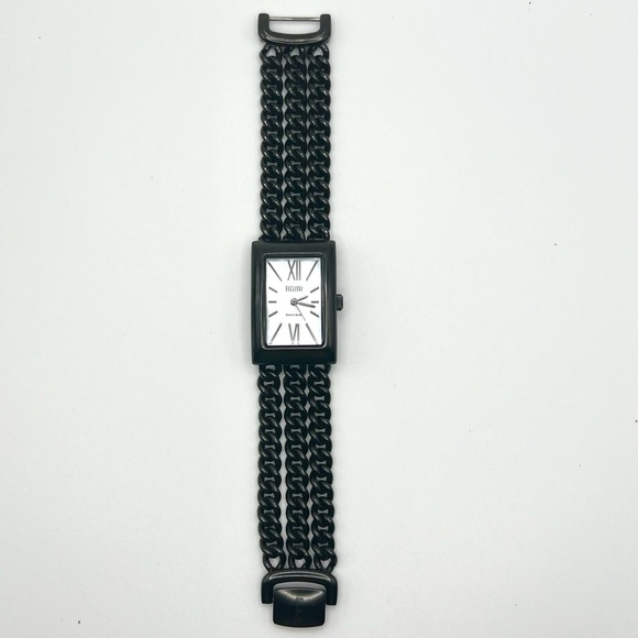 Vintage 90's Ecclissi Mother Pearl Sterling Silver Black Ladies Watch Working - Picture 9 of 10